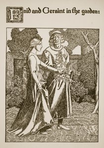 Enid et Geraint dans le jardin, illustration de 